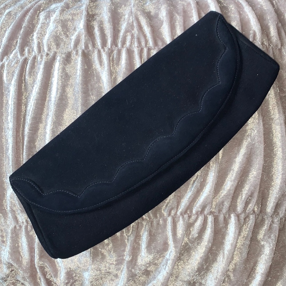 Navy suede clutch